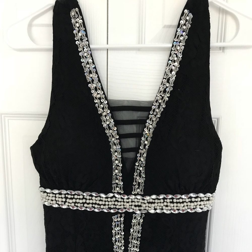 Formal black lace gown